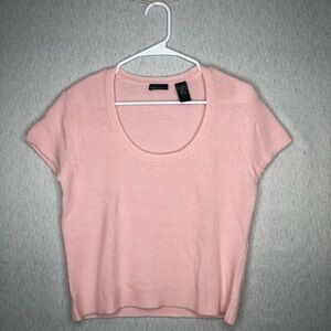 Moda International Women’s L Short Sleeve Knit Sweater Wool Angora Chic Feminine